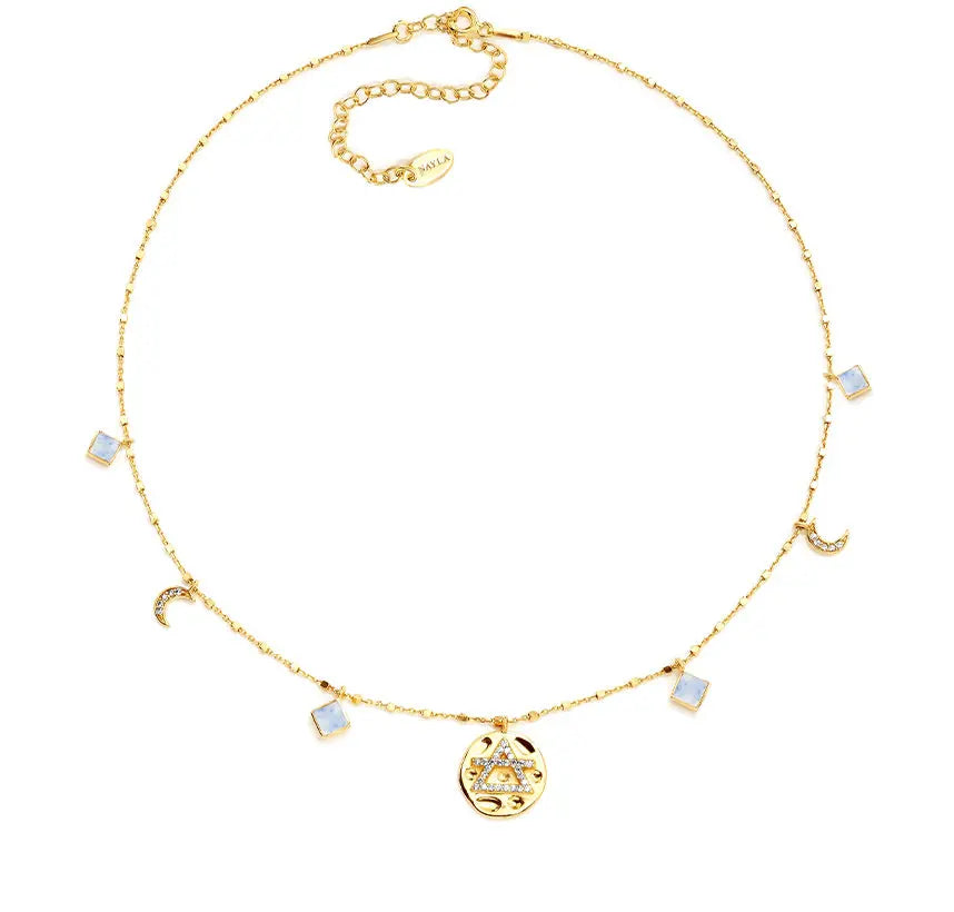 Four Element Talisman Moonstone Choker Necklace "Kate" Nayla Jewelry