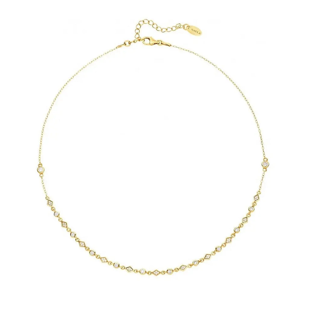 Multishape CZ Diamond Fashion Choker Necklace Nayla Jewelry