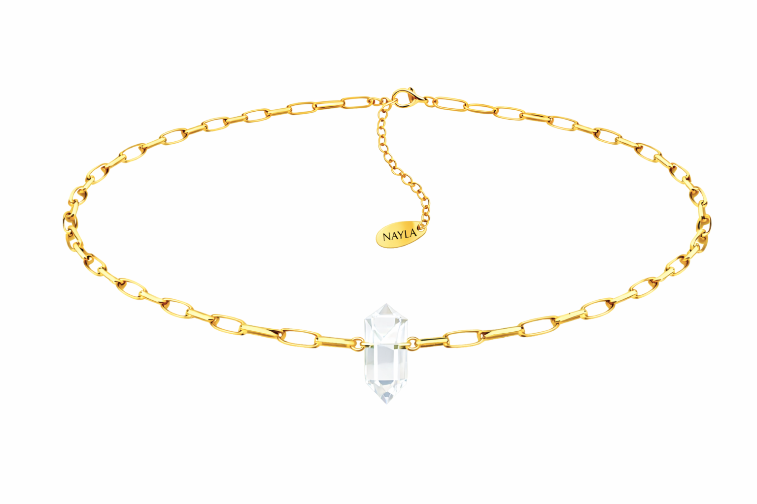 Clear Quartz Crystal Cable Chain Choker Necklace - Nayla Jewelry